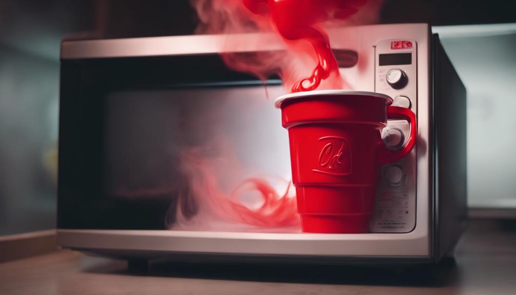 microwaving a red cup